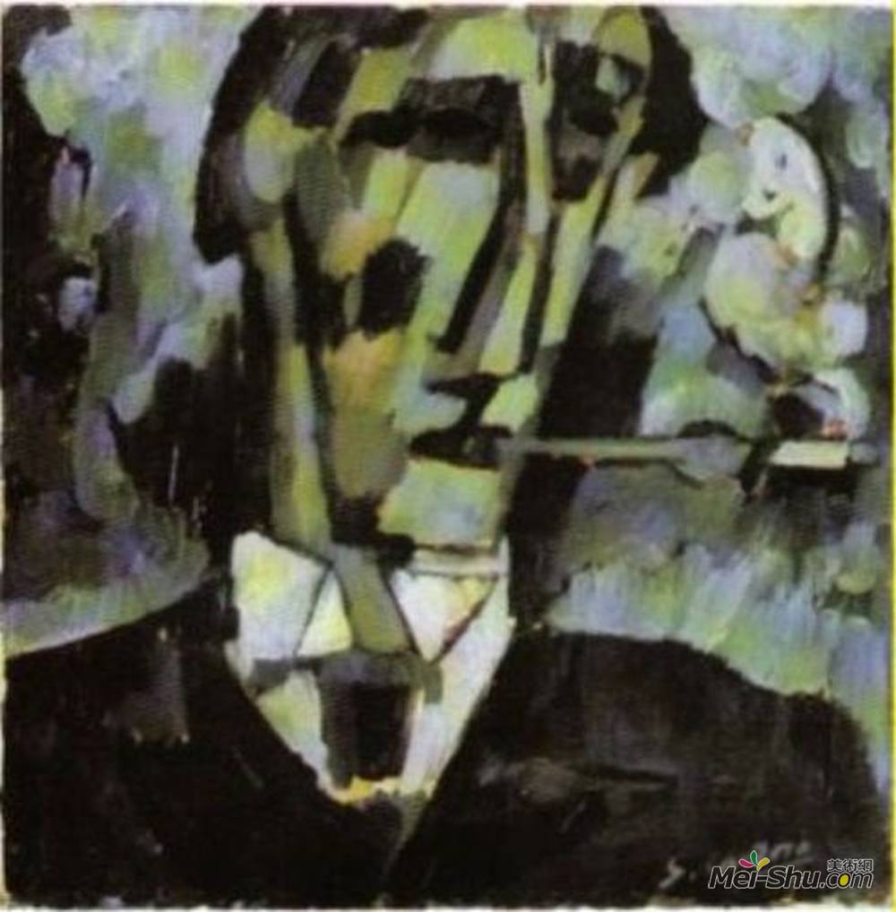 何玛迪奥·德·苏詹·卡多索(Amadeo de Souza-Cardoso)高清作品《悲痛的。头。烟嘴》