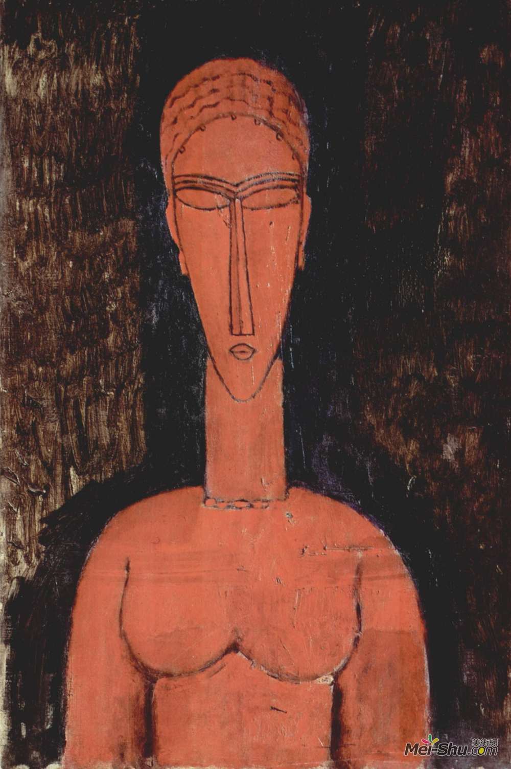 阿梅代奥·莫迪利亚尼(Amedeo Modigliani)高清作品《红色胸围》