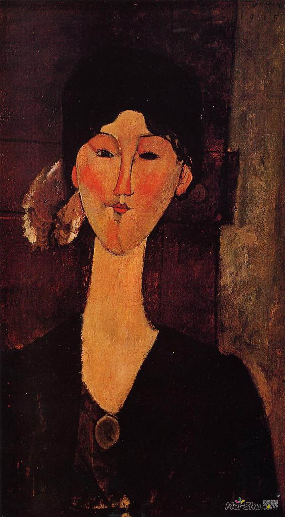 阿梅代奥·莫迪利亚尼(Amedeo Modigliani)高清作品《比阿特丽斯黑斯廷斯的肖像》