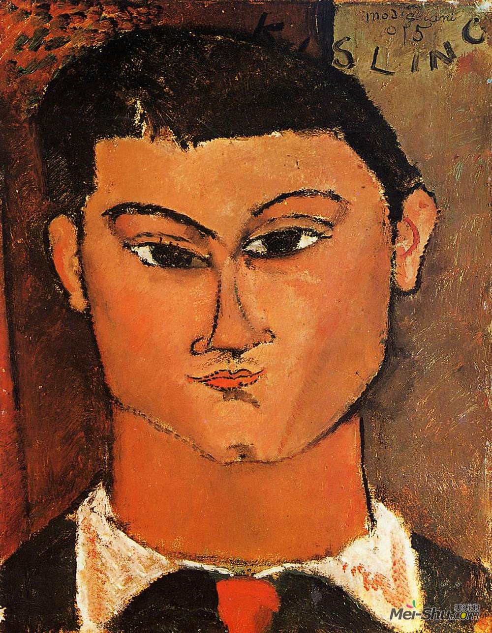 阿梅代奥·莫迪利亚尼(Amedeo Modigliani)高清作品《Portrait of Moise Kisling》