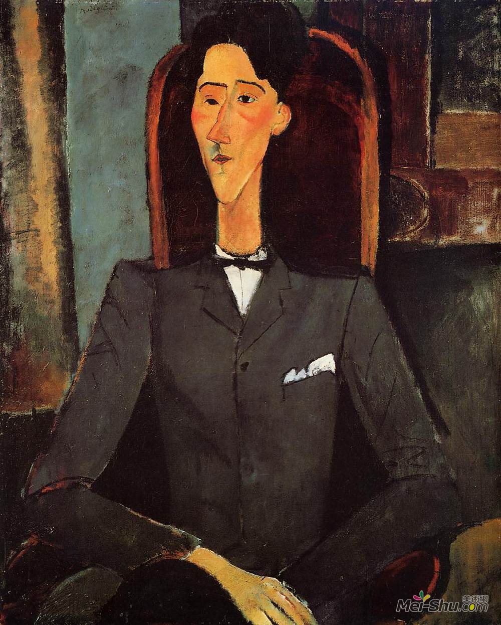 阿梅代奥·莫迪利亚尼(Amedeo Modigliani)高清作品《让·谷克多画像》