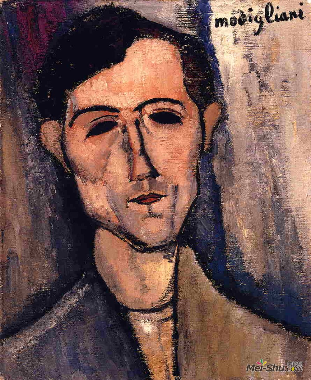 阿梅代奥·莫迪利亚尼(Amedeo Modigliani)高清作品《人的头（诗人的肖像）》