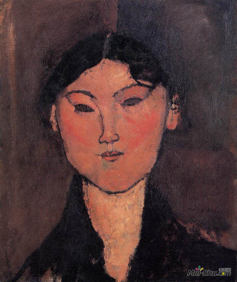 阿梅代奥·莫迪利亚尼(Amedeo Modigliani)高清作品《女人的头（罗萨莉娅）》