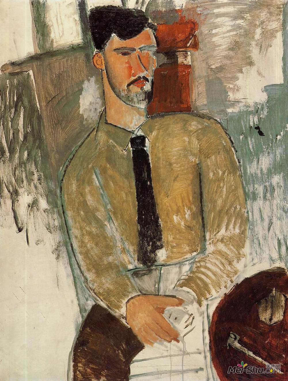 阿梅代奥·莫迪利亚尼(Amedeo Modigliani)高清作品《亨利在劳伦斯的肖像》