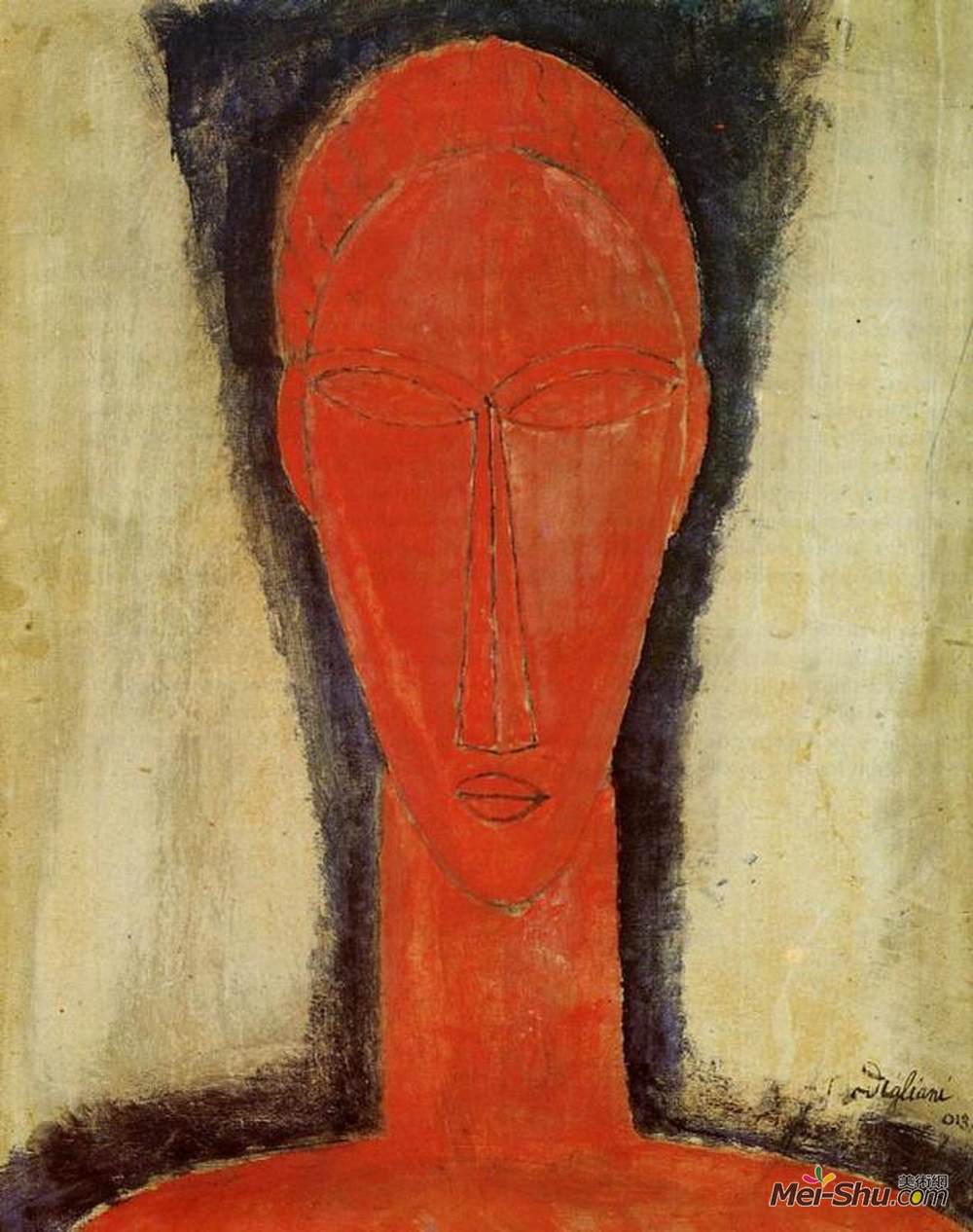 阿梅代奥·莫迪利亚尼(Amedeo Modigliani)高清作品《头部研究》