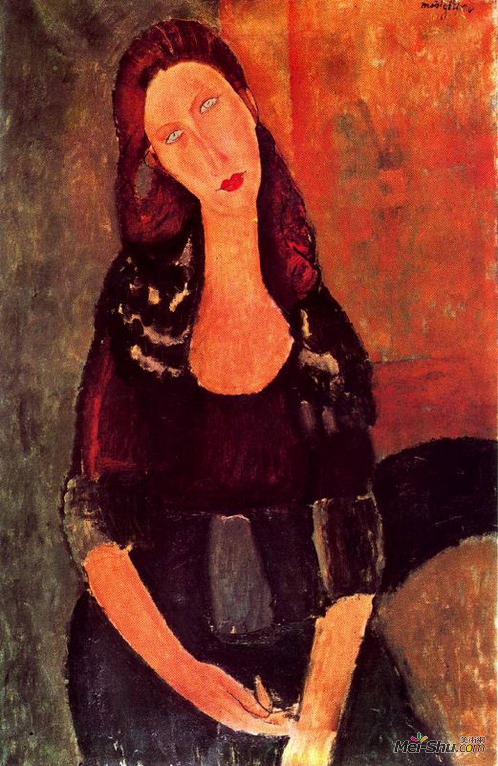 阿梅代奥·莫迪利亚尼(amedeo modigliani)高清作品:seated jeanne