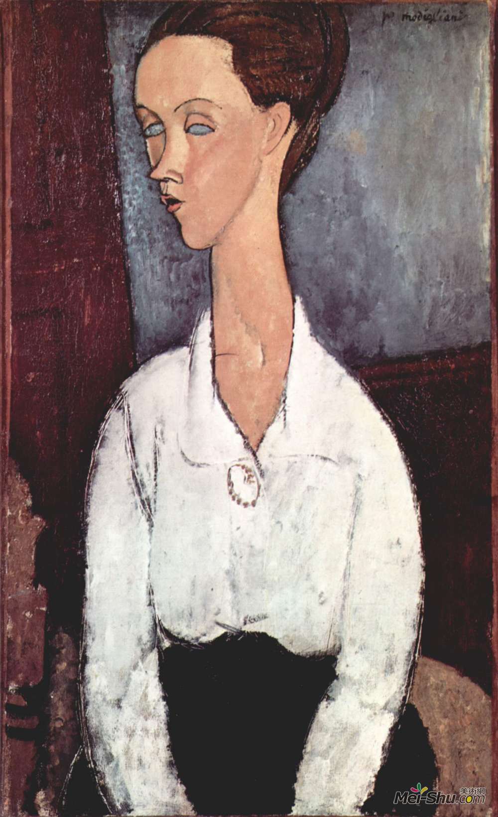 阿梅代奥·莫迪利亚尼(Amedeo Modigliani)高清作品《白衫女衫》