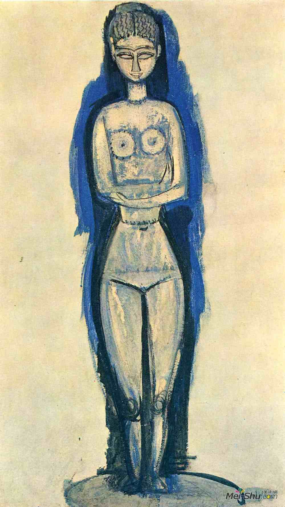 阿梅代奥·莫迪利亚尼(Amedeo Modigliani)高清作品《站立裸体》