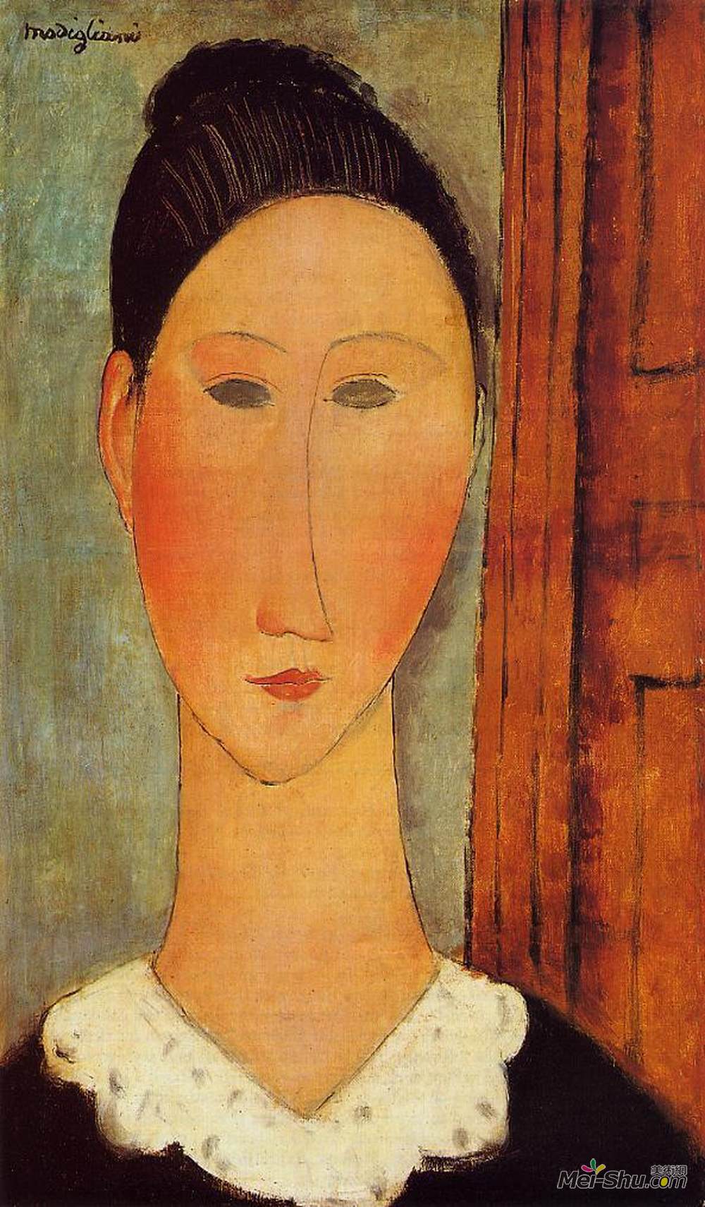 阿梅代奥·莫迪利亚尼(Amedeo Modigliani)高清作品《少女之首》