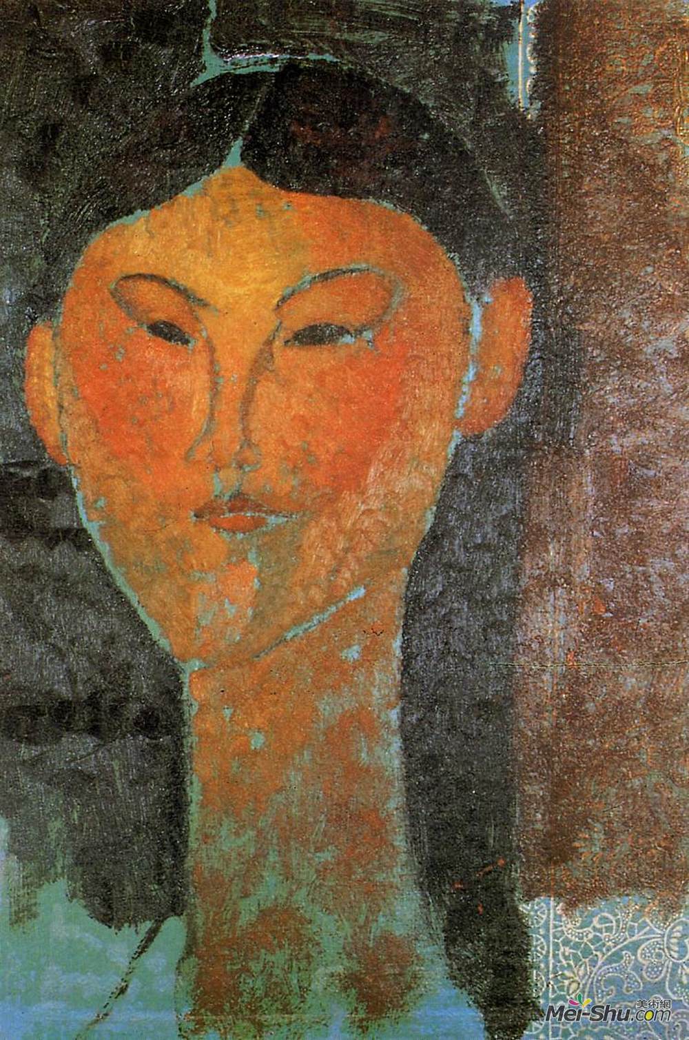 阿梅代奥·莫迪利亚尼(Amedeo Modigliani)高清作品《比阿特丽斯黑斯廷斯的肖像》
