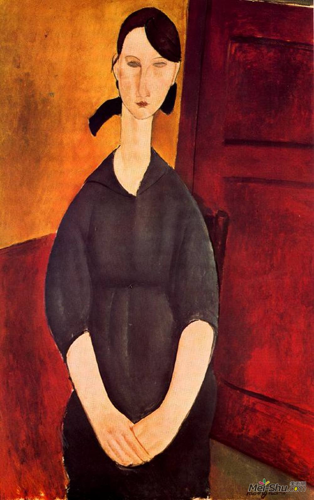 阿梅代奥·莫迪利亚尼(Amedeo Modigliani)高清作品《保莱特乔丹的肖像》