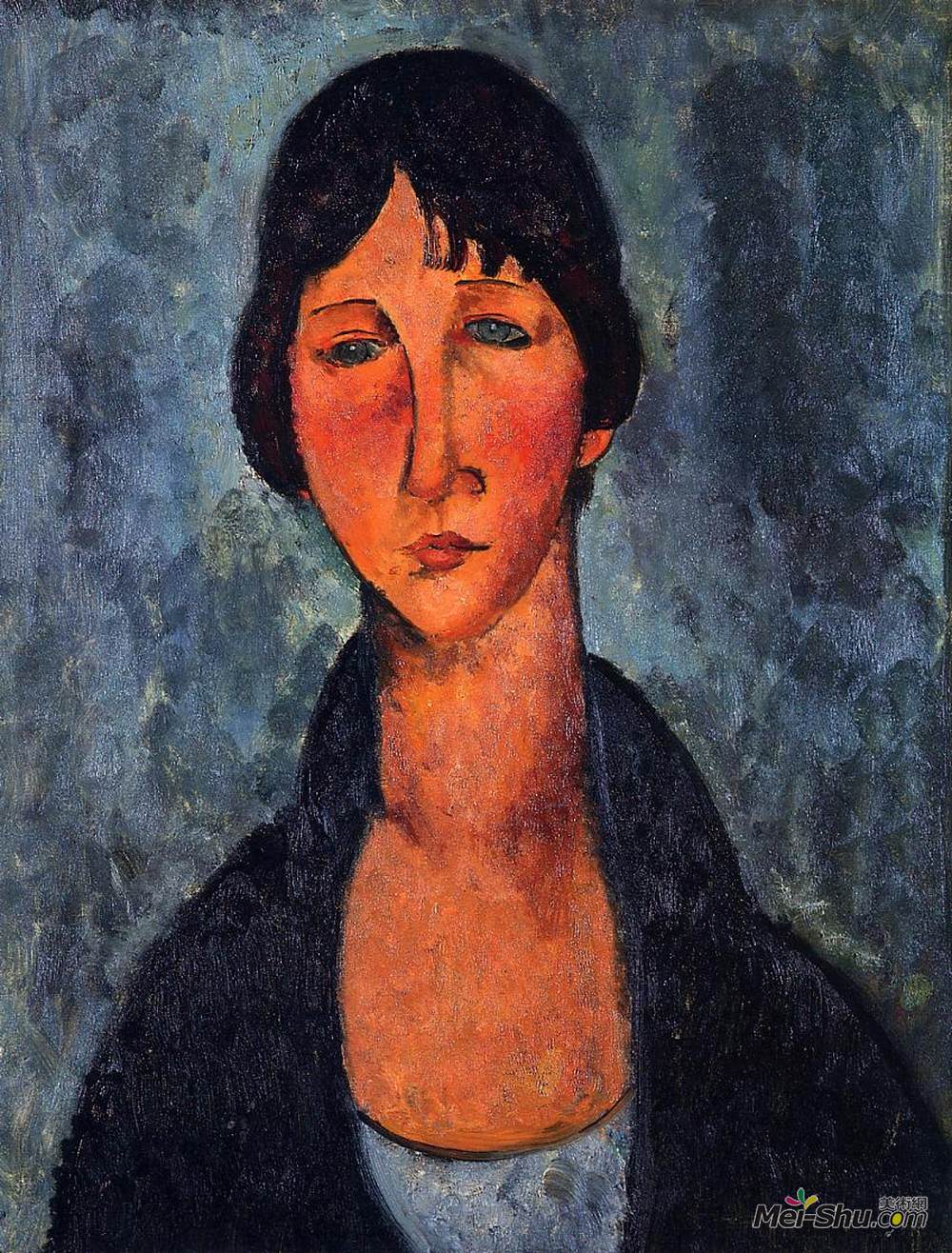 阿梅代奥·莫迪利亚尼(Amedeo Modigliani)高清作品《蓝色上衣》