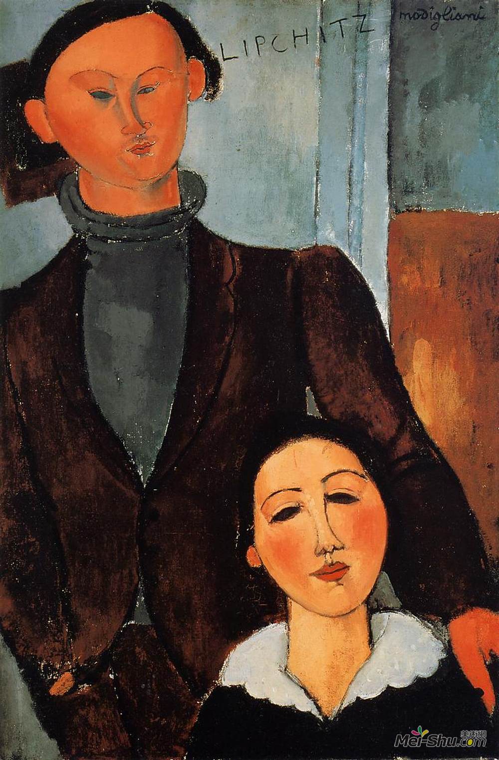 阿梅代奥·莫迪利亚尼(Amedeo Modigliani)高清作品《Jacques and Berthe Lipchitz》