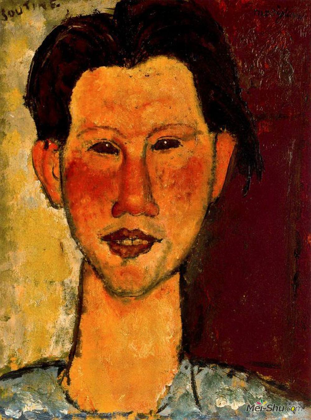 阿梅代奥·莫迪利亚尼(Amedeo Modigliani)高清作品《Portrait of Chaim Soutine》