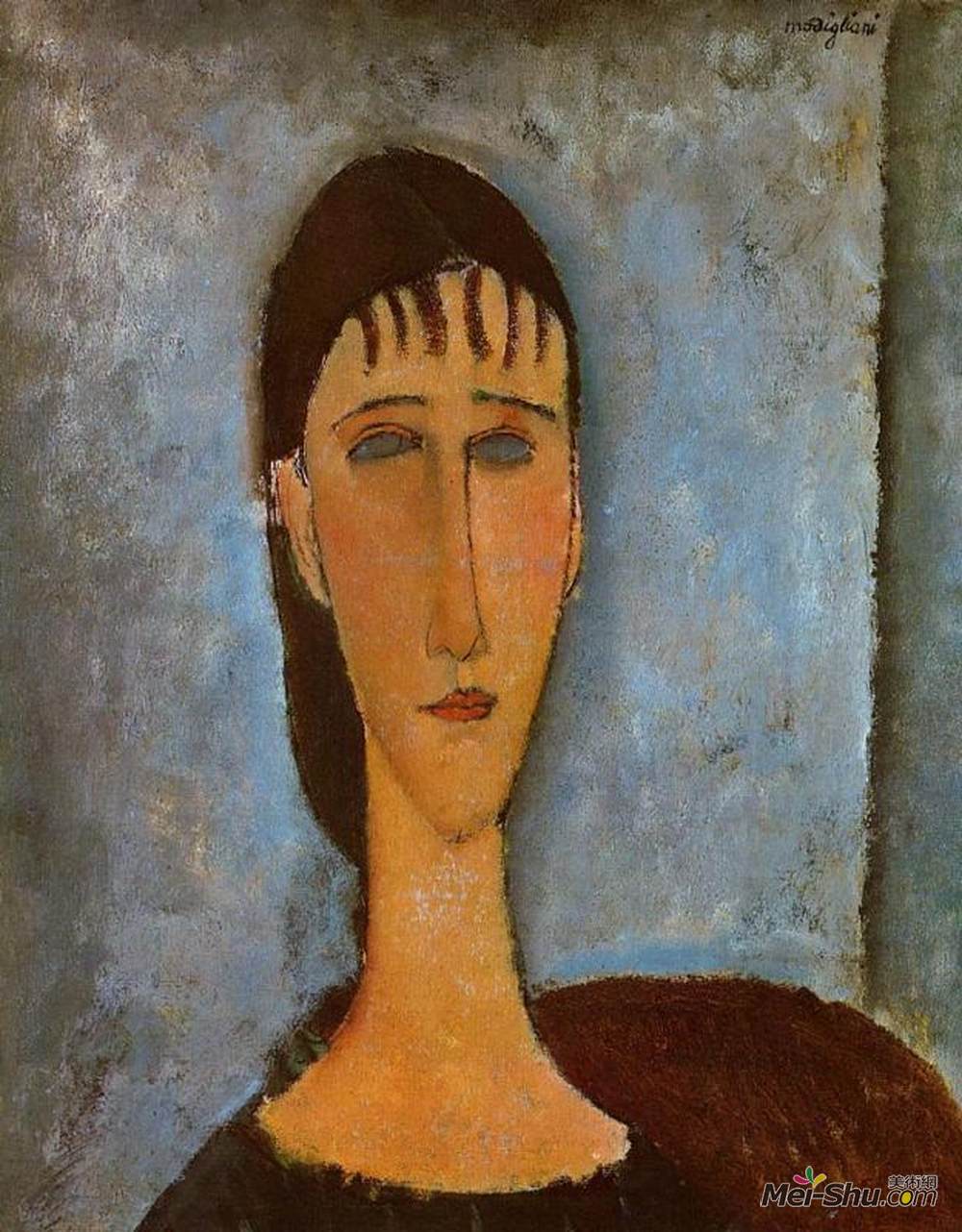 阿梅代奥·莫迪利亚尼(Amedeo Modigliani)高清作品《一个年轻女孩的肖像》