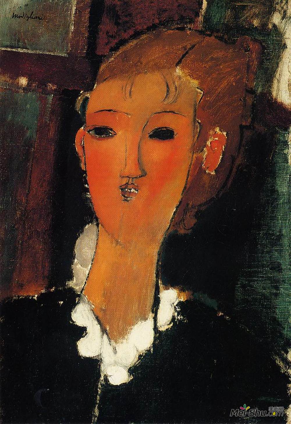 阿梅代奥·莫迪利亚尼(Amedeo Modigliani)高清作品《小女青年》