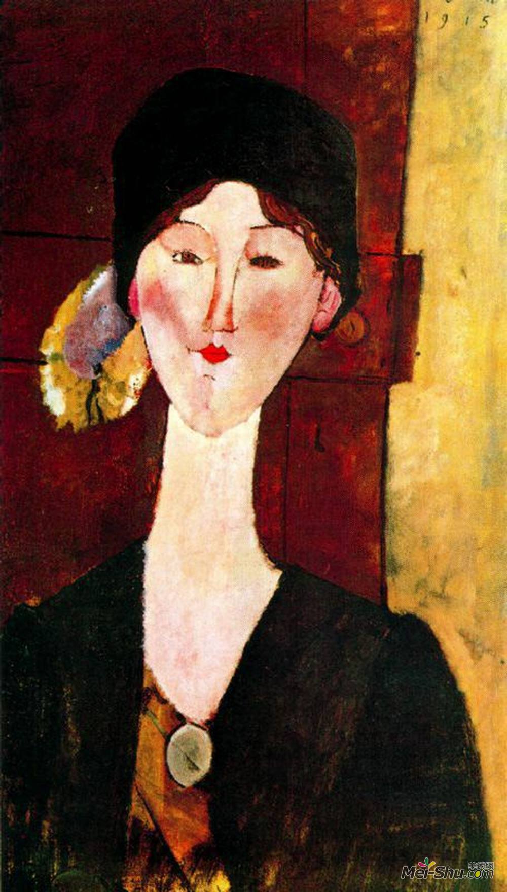 阿梅代奥·莫迪利亚尼(Amedeo Modigliani)高清作品《门前比阿特丽丝黑斯廷斯画像》