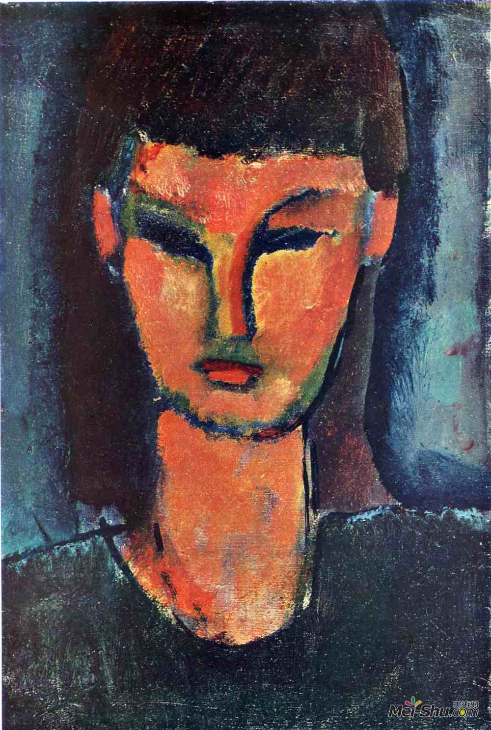 阿梅代奥·莫迪利亚尼(Amedeo Modigliani)高清作品《年轻女子》