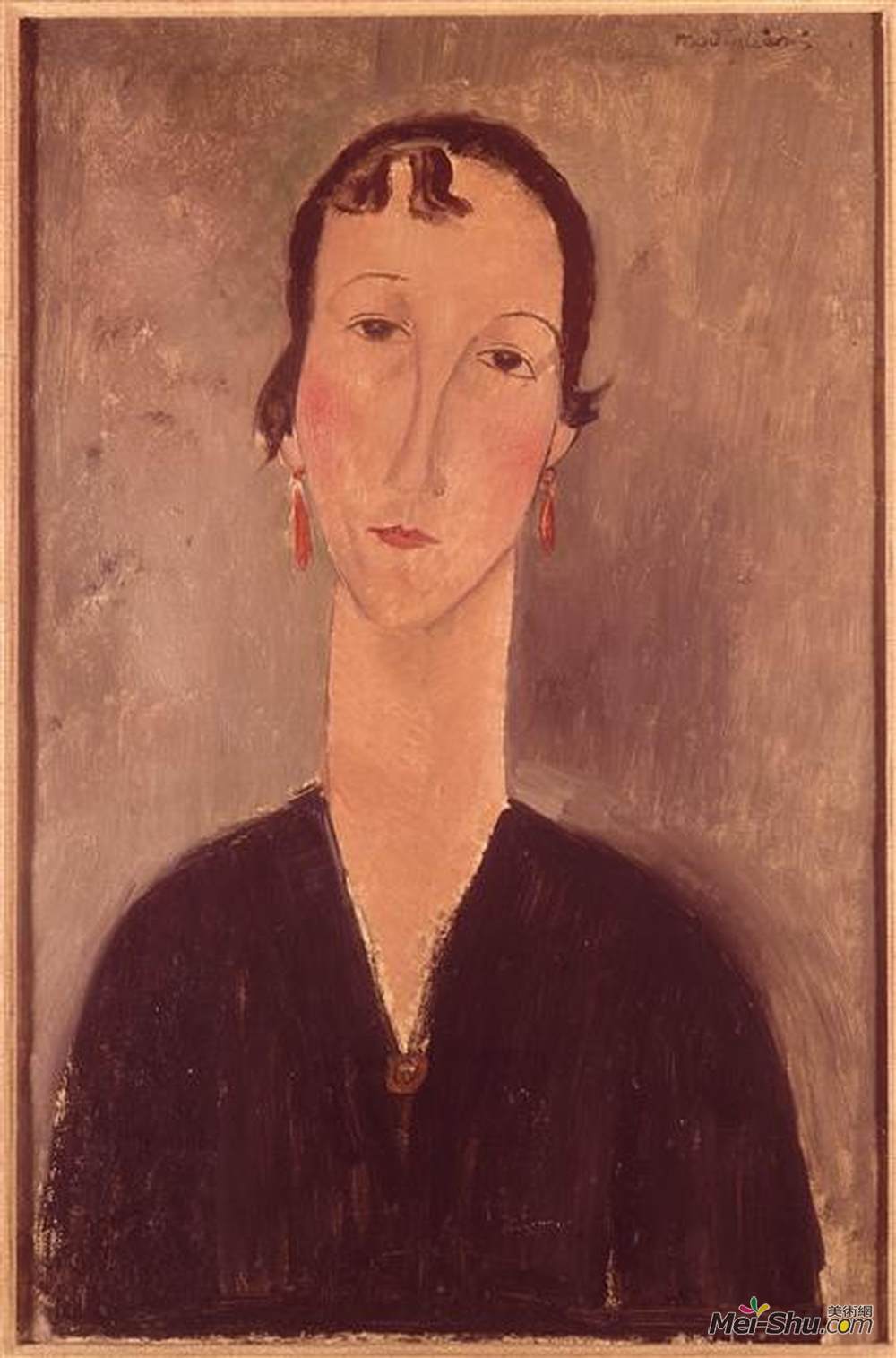 阿梅代奥·莫迪利亚尼(Amedeo Modigliani)高清作品《戴耳环的女人》