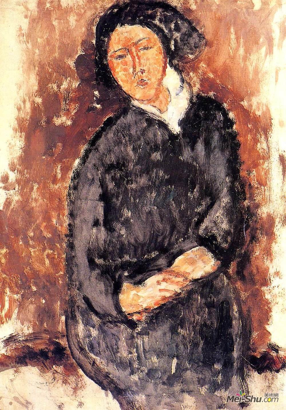 阿梅代奥·莫迪利亚尼(Amedeo Modigliani)高清作品《坐着的女人》