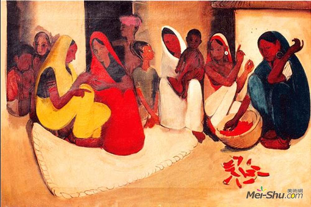阿姆丽塔·谢尔吉尔(Amrita Sher-Gil)高清作品《乡村风光》