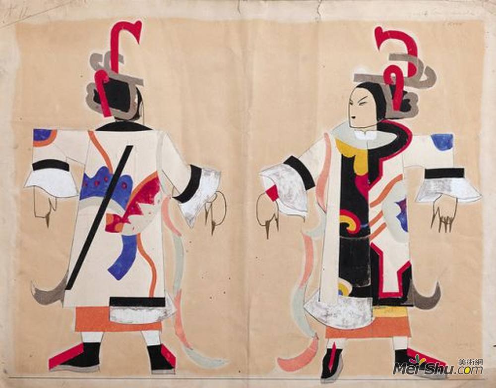 阿纳托尔佩特里茨基(Anatol Petrytsky)高清作品《Sketch of the Costume of Tai Hoi for the Play 'Red P》