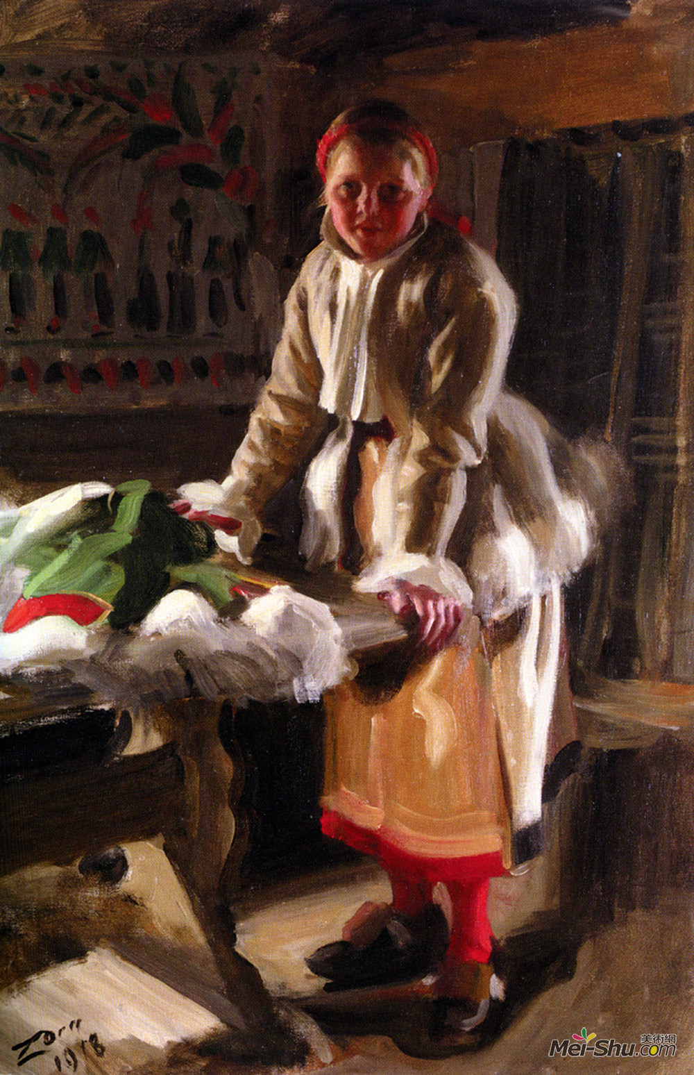 安德斯·左恩(Anders Zorn)高清作品《莫拉的一个女孩》