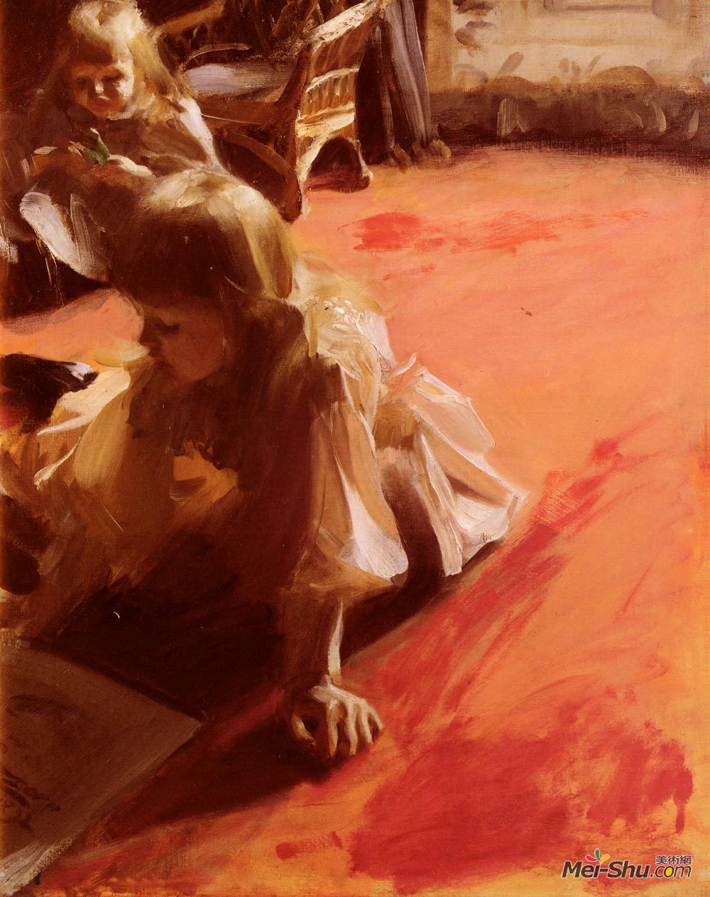 安德斯·左恩(Anders Zorn)高清作品《A Portrait Of The Daughters Of Ramon Subercasseaux》