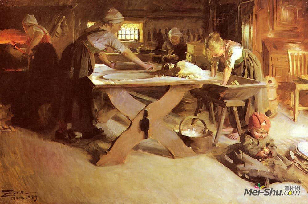 安德斯·左恩(Anders Zorn)高清作品《烤面包》