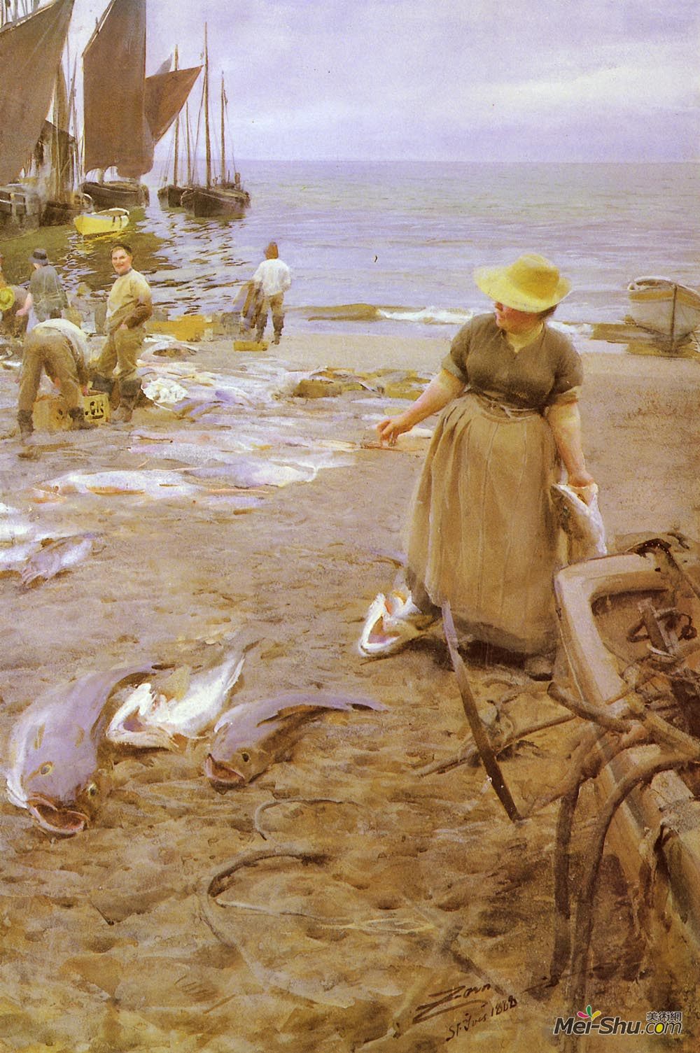 安德斯·左恩(Anders Zorn)高清作品《圣艾夫斯鱼类市场》
