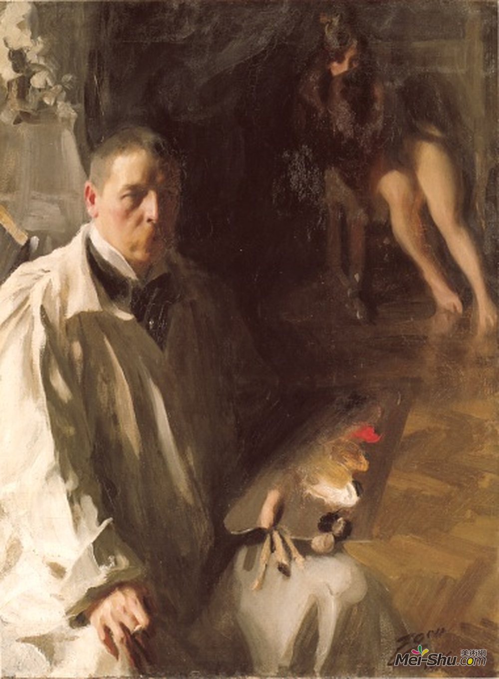 安德斯·左恩(Anders Zorn)高清作品《自画像模型》