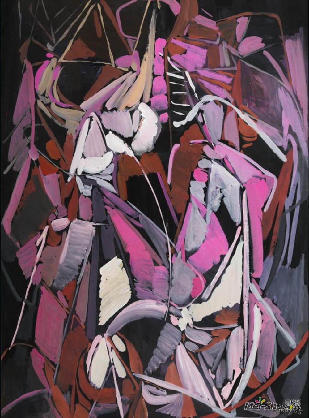 安德烈兰斯科伊(Andre Lanskoy)高清作品《粉红色和黑色的背景，帕尔马的组合物》