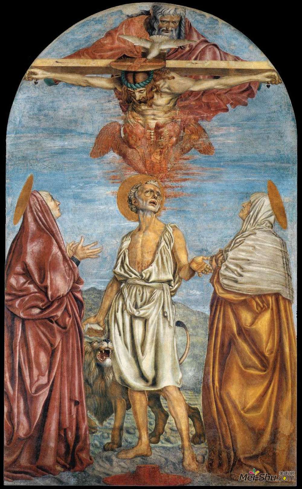 安德烈·德·卡斯塔格诺(Andrea del Castagno)高清作品《圣三一教堂和圣杰罗姆》