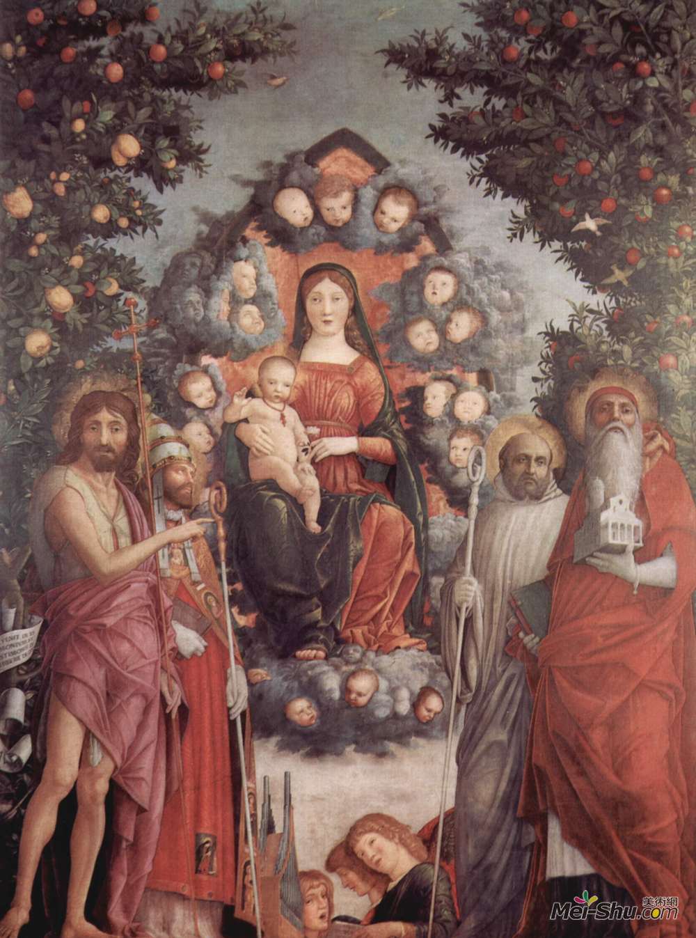 安德烈亚·曼特尼亚(Andrea Mantegna)高清作品《Madonna with saints St. John theBaptist, S》