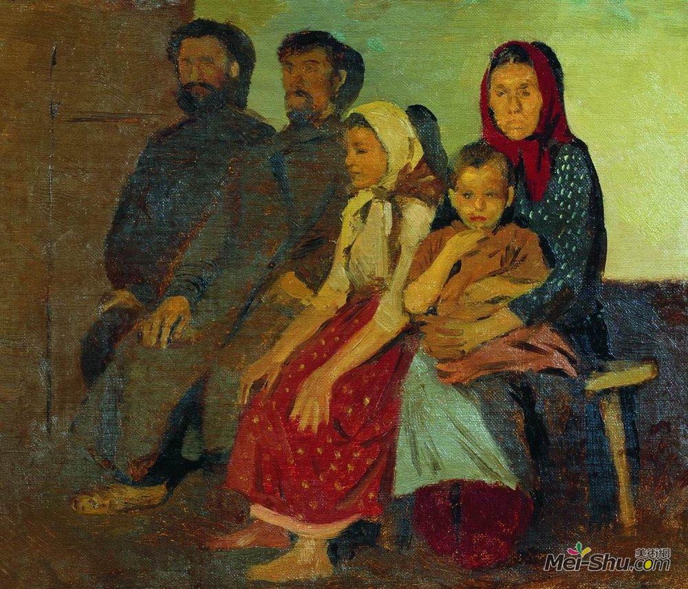 安德烈·里亚布什金(Andrei Ryabushkin)高清作品《等待诺夫哥罗德婚礼上的新婚夫妇》