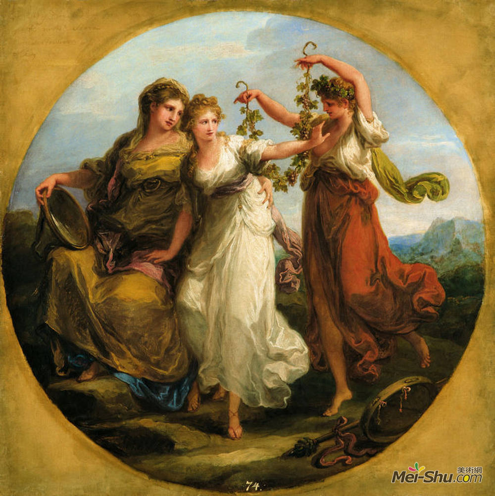 安吉莉卡·考夫曼(Angelica Kauffman)高清作品《美，以谨慎为支撑，蔑视愚蠢的奉献。》