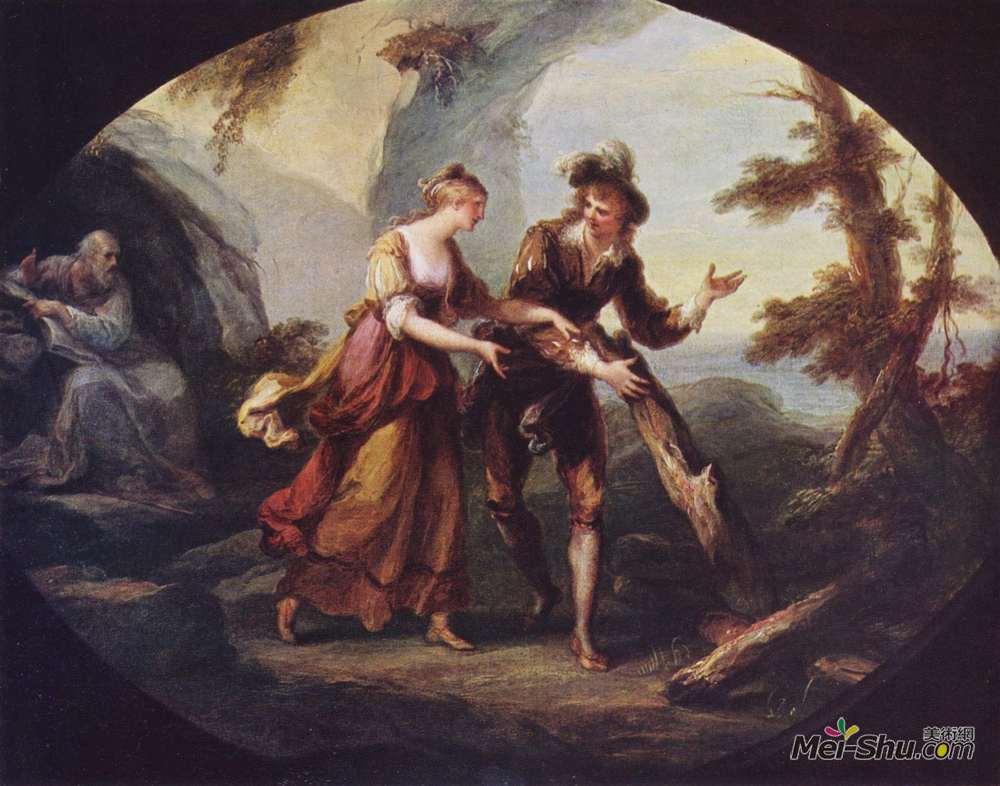 安吉莉卡·考夫曼(Angelica Kauffman)高清作品《米兰达和费迪南的场景》