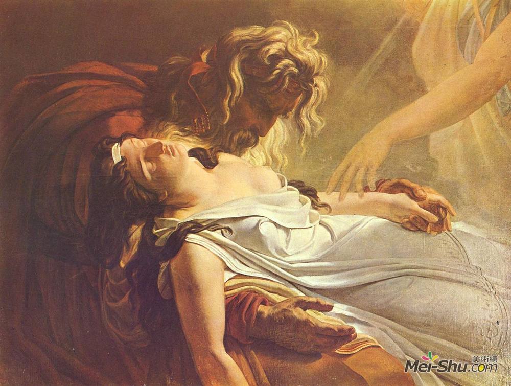 路易杰罗德特德·特里奥松(Anne-Louis Girodet)高清作品《Malvine, Dying in the Arms of Fingal》