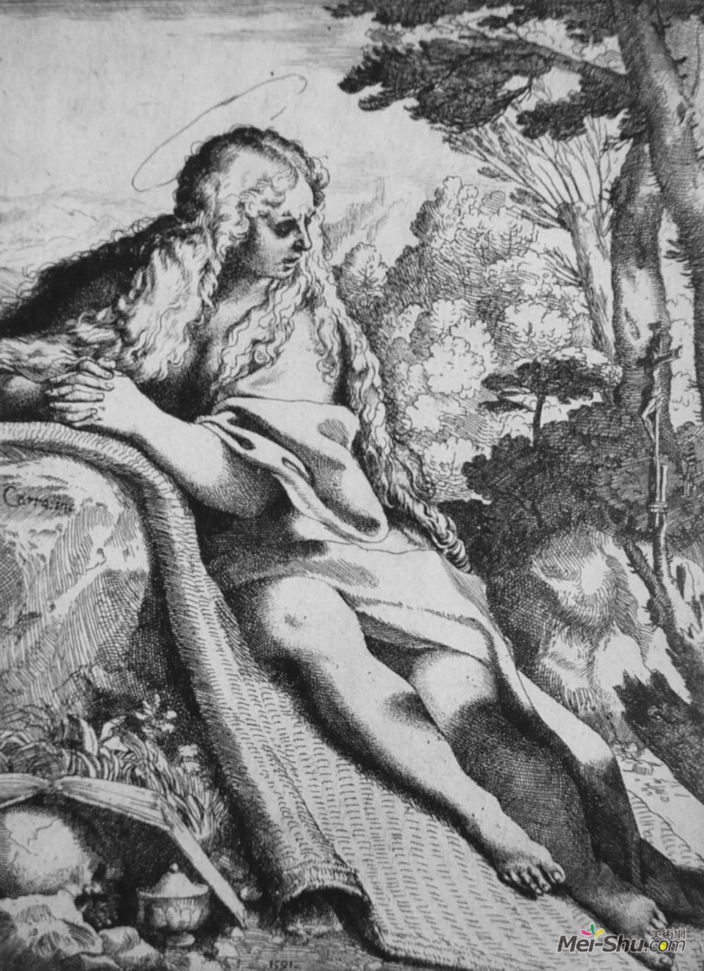 安尼巴尔·卡拉奇(Annibale Carracci)高清作品《沙漠中的圣玛格达琳》