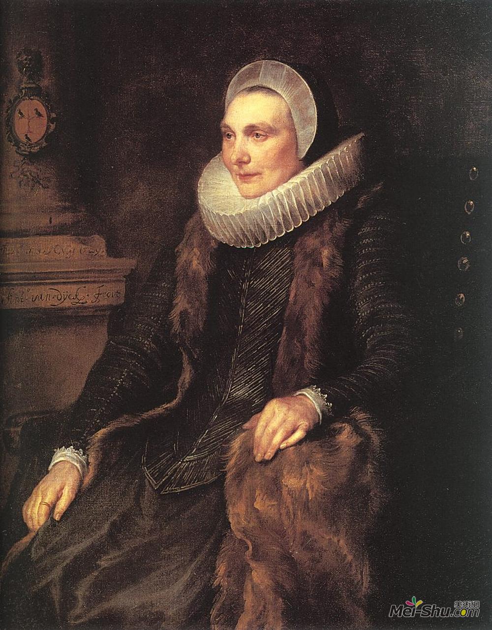 安东尼·凡·戴克(Anthony van Dyck)高清作品《Maria Bosschaerts, Wife of Adriaen Stevens》