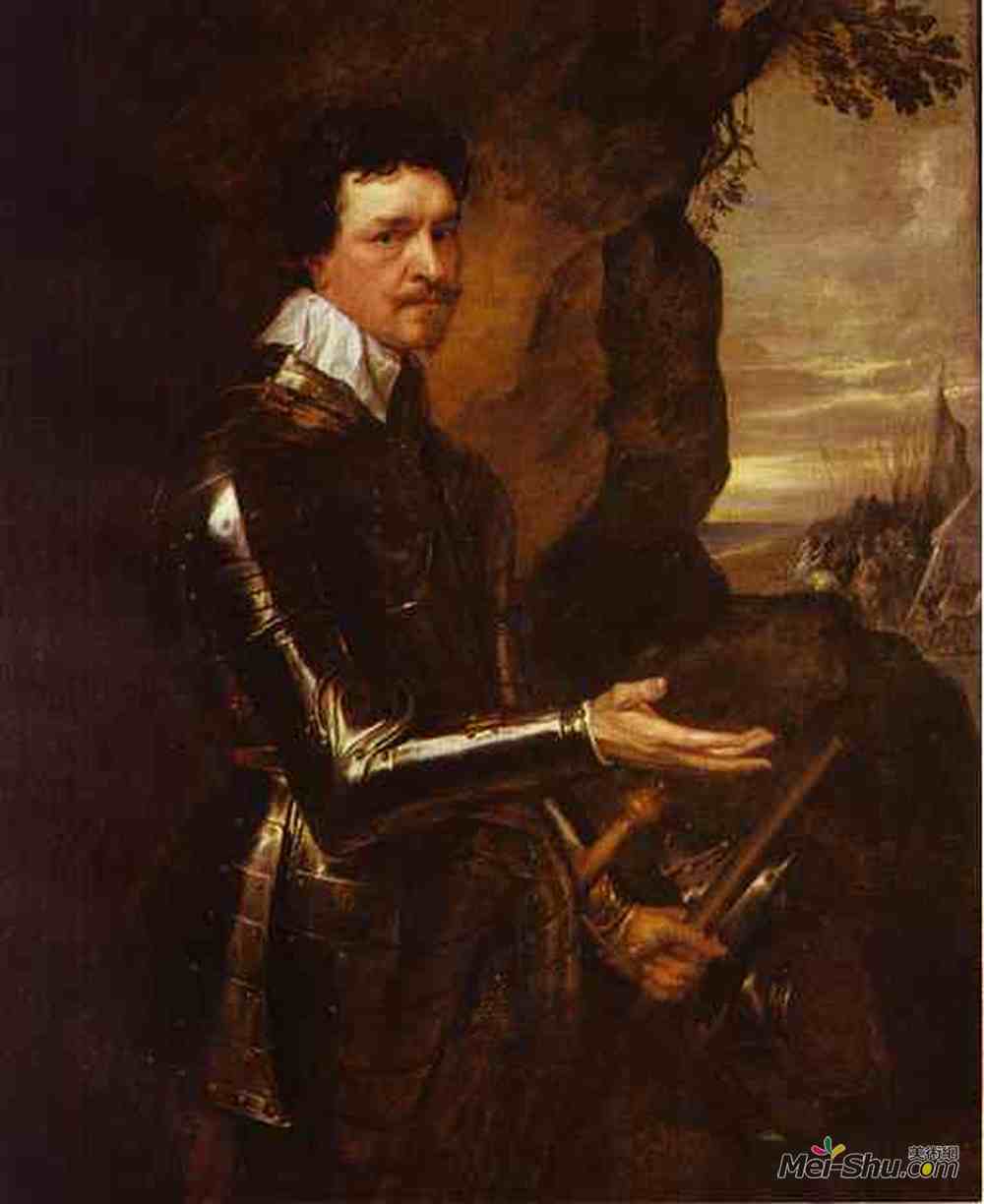 安东尼·凡·戴克(Anthony van Dyck)高清作品《Thomas Wentworth, 1st Earl of Strafford in an Armor》