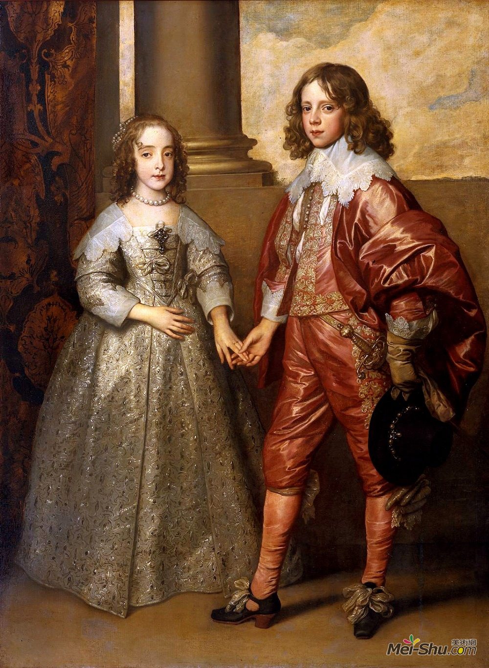 安东尼·凡·戴克(Anthony van Dyck)高清作品《威廉二世，奥兰治王子和亨丽埃塔公主玛丽斯图》