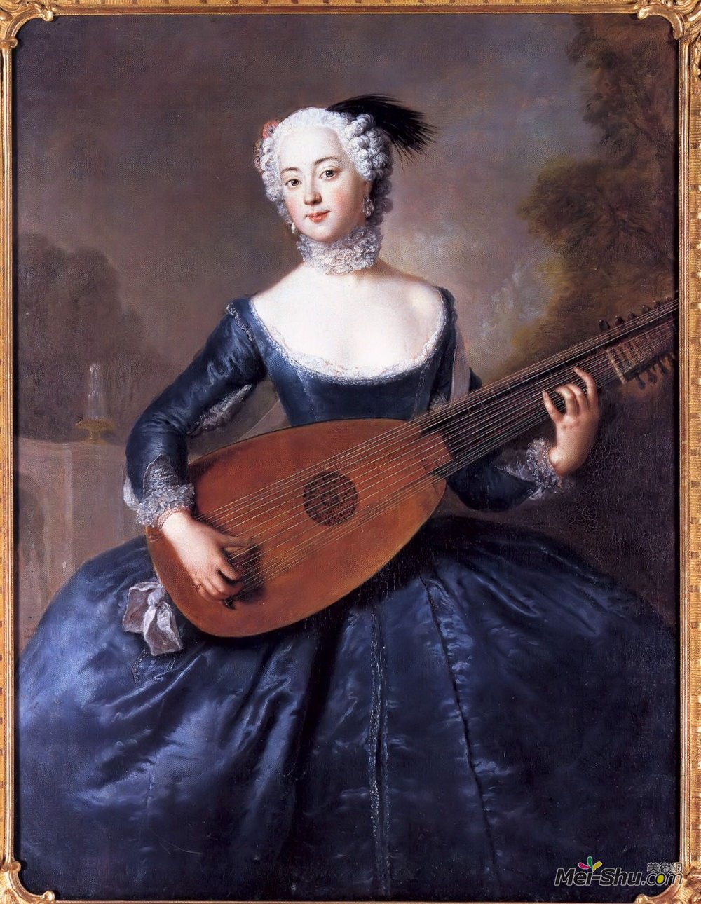 安托·内佩斯(Antoine Pesne)高清作品《埃莉诺路易斯艾伯丁的肖像，施利贝的同志》
