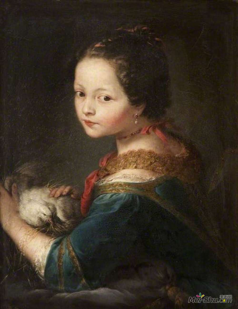 安东·拉斐尔·门斯(Anton Raphael Mengs)高清作品《戴鸽子的女孩》