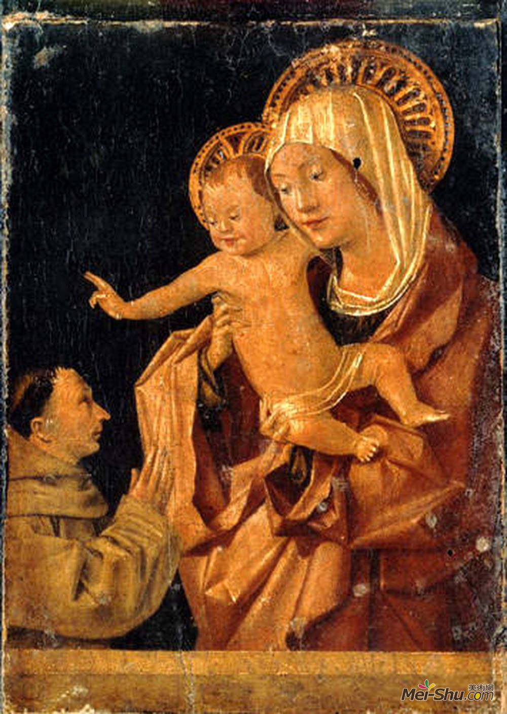 安东内洛·德·梅西纳(Antonello da Messina)高清作品《麦当娜和孩子与祈祷的方济会捐助者》