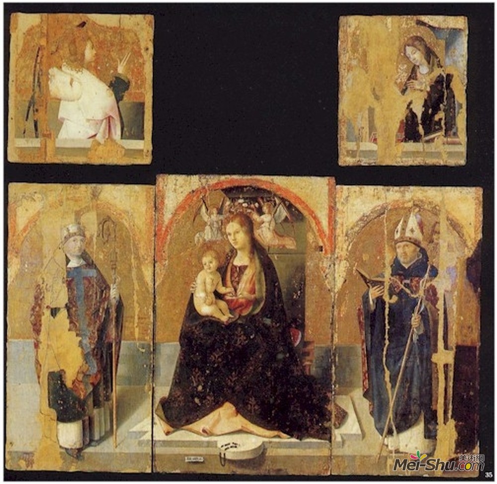 安东内洛·德·梅西纳(Antonello da Messina)高清作品《Polyptych with St. Gregory》