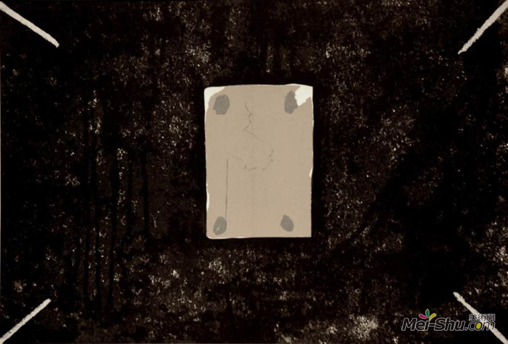 安东尼·塔皮埃斯(Antoni Tapies)高清作品《黑色，3灰色，蓝色》