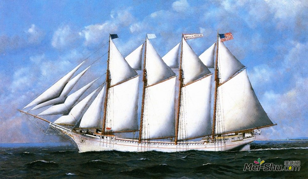 安东尼奥杰克布森(Antonio Jacobsen)高清作品《The Sailing Ship 'George W. Truitt, Jr.'》