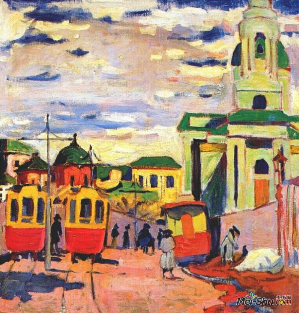 阿里斯塔克伦登洛夫(Aristarkh Lentulov)高清作品《莫斯科街》