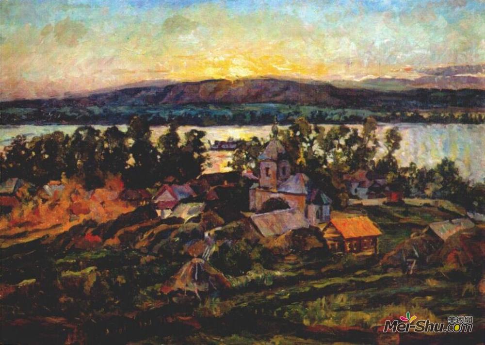 阿里斯塔克伦登洛夫(Aristarkh Lentulov)高清作品《伏尔加的日落》